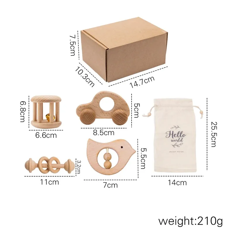 Montessori Baby Beech Wood Rattle Sets