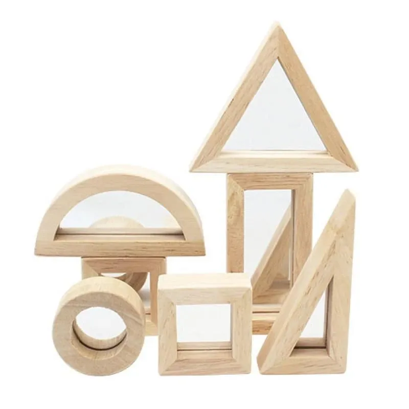 Natural Wood Mirror Blocks Set