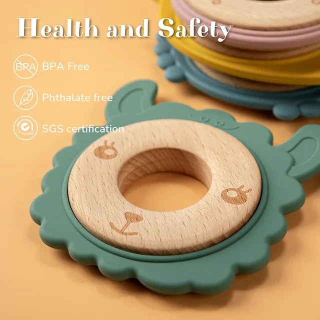 Natural Wood Teether with Soft Silicone