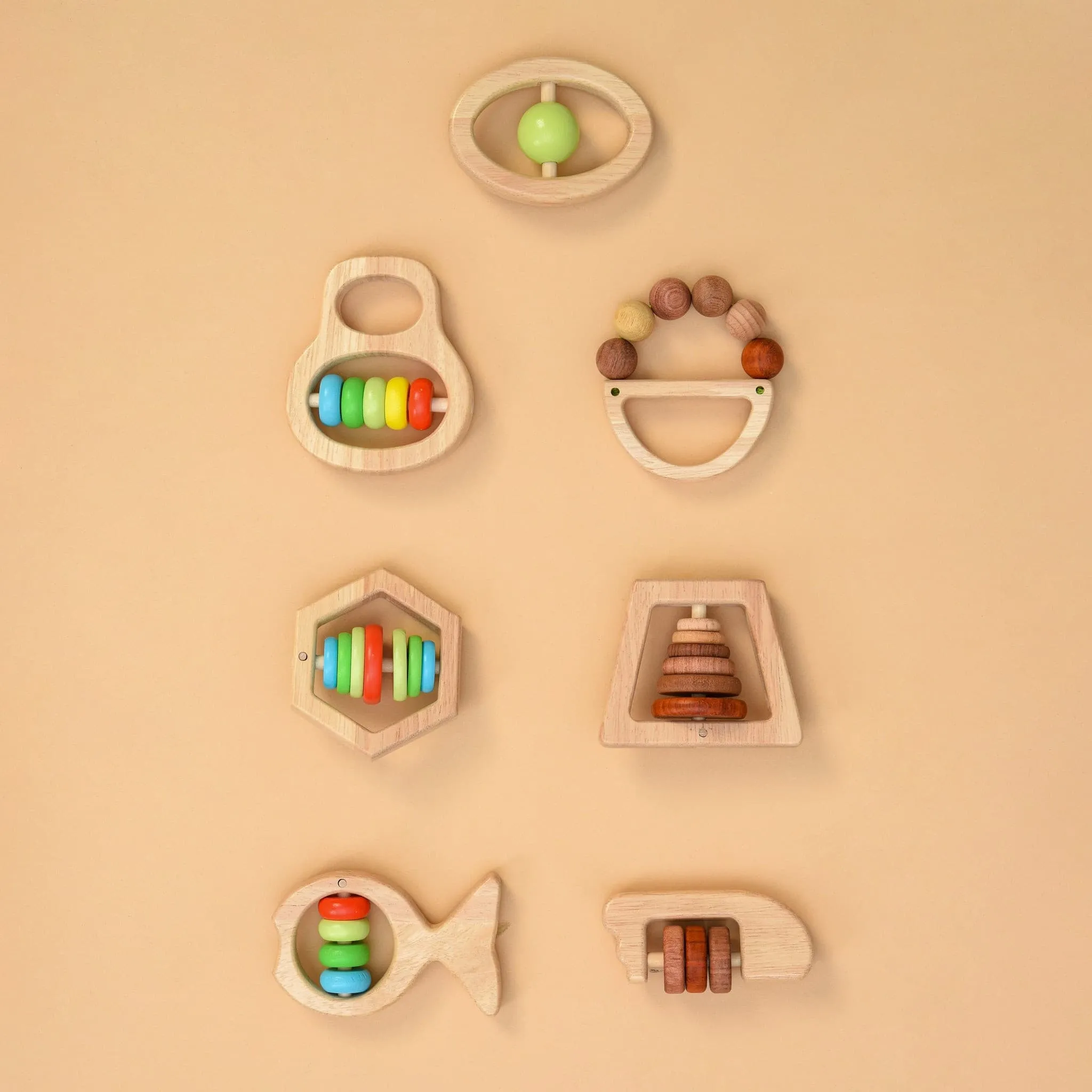 Natural Wooden Rattles - Sensory Play - Wooden Baby Rattles Australia