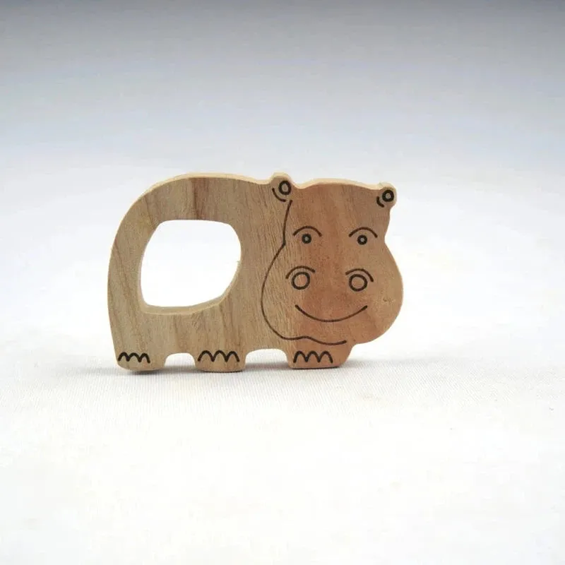 Neem Wood Teether - Hippo   Giraffe   Panda
