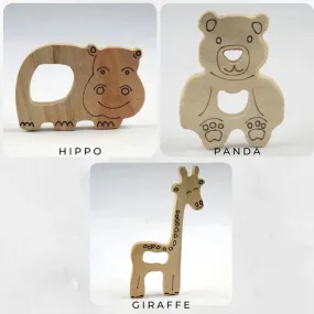 Neem Wood Teether - Hippo   Giraffe   Panda