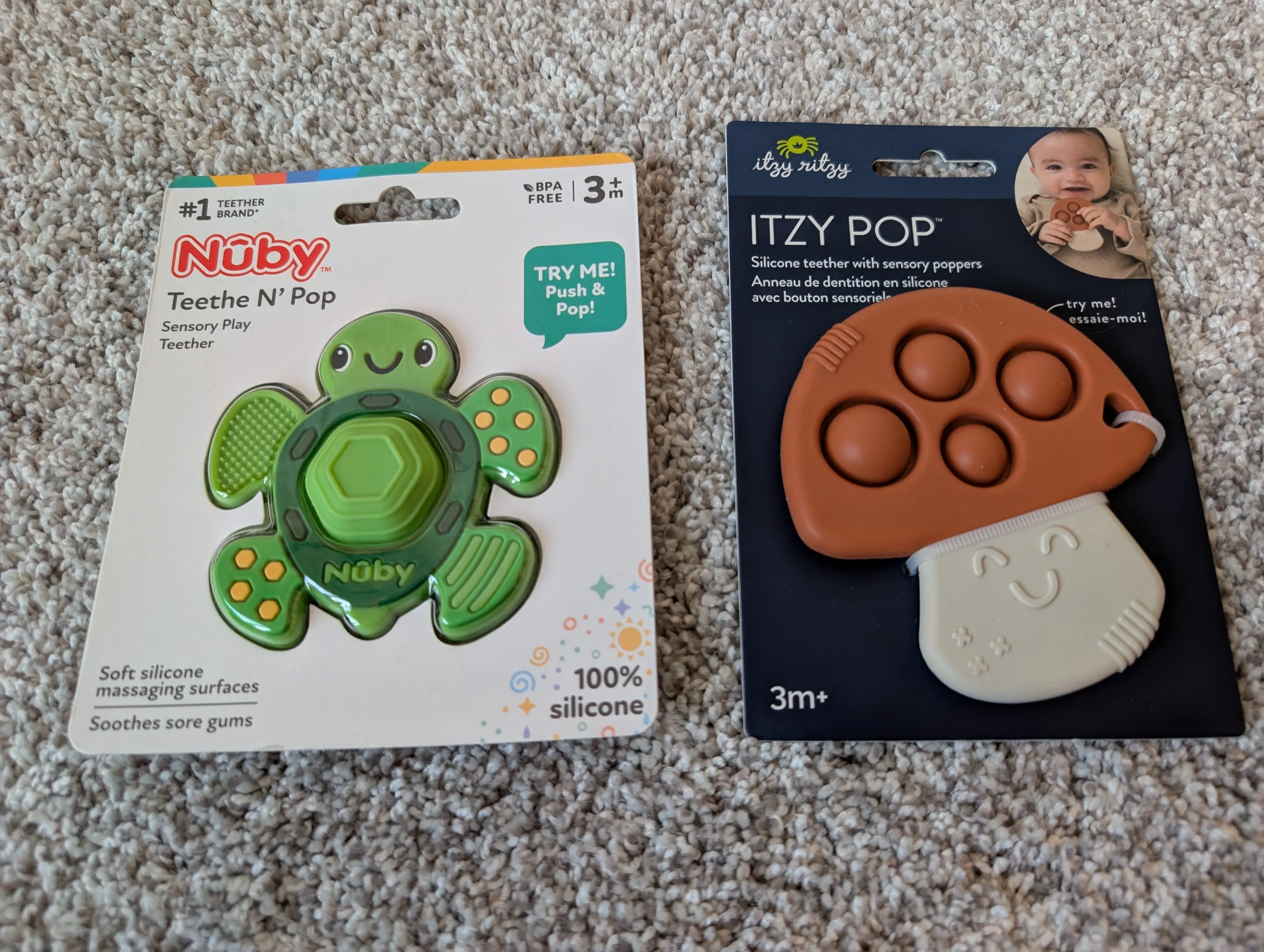 NEW 2 silicone Teethers - size