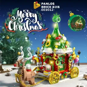 Panlos Blocks Kids Building Bricks Toys Puzzle Girls Christmas Elk Cart Girls Boys Gift with Lighting 601012