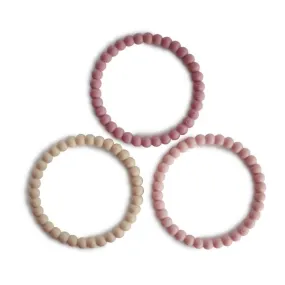 Pearl Teething Bracelet 3 pack, Pale Pink