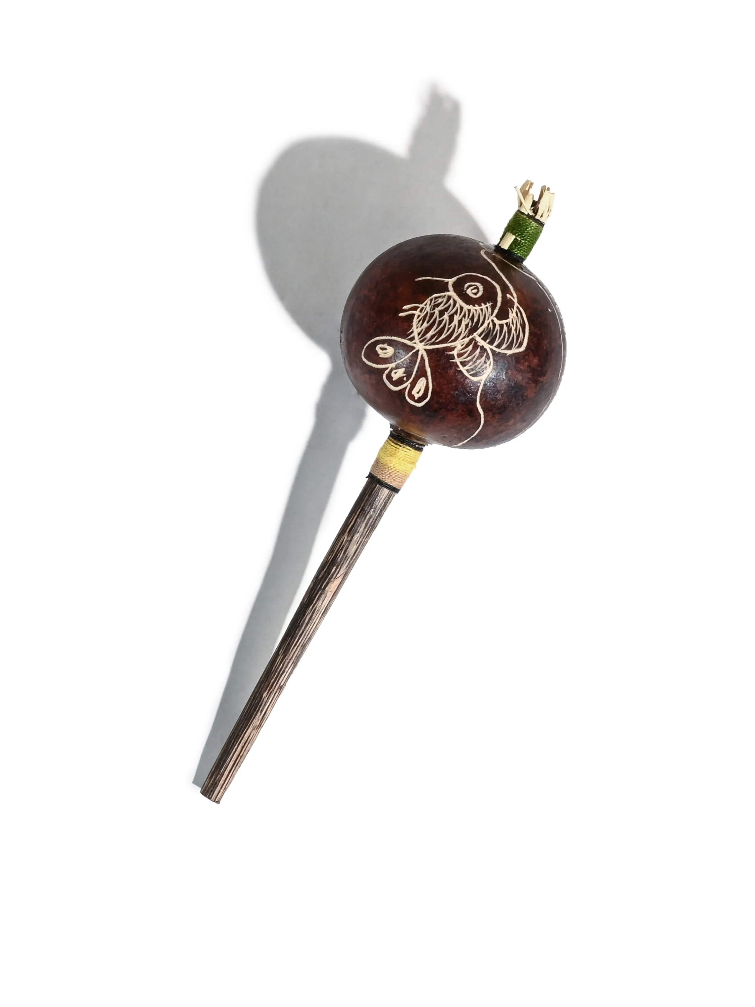 Peruvian Amazon Gourd Rattle - Hummingbird and Condor