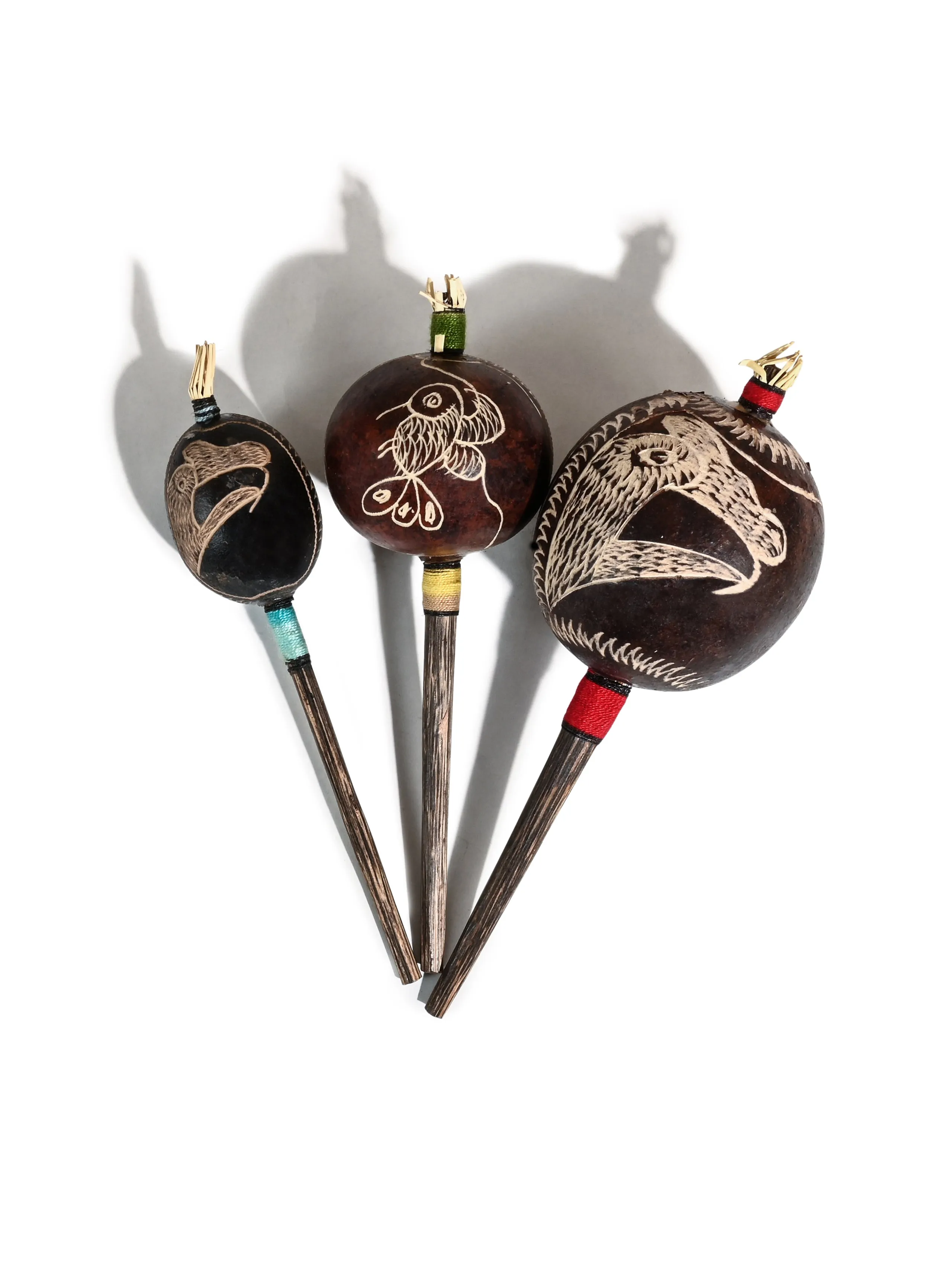 Peruvian Amazon Gourd Rattle - Hummingbird and Condor