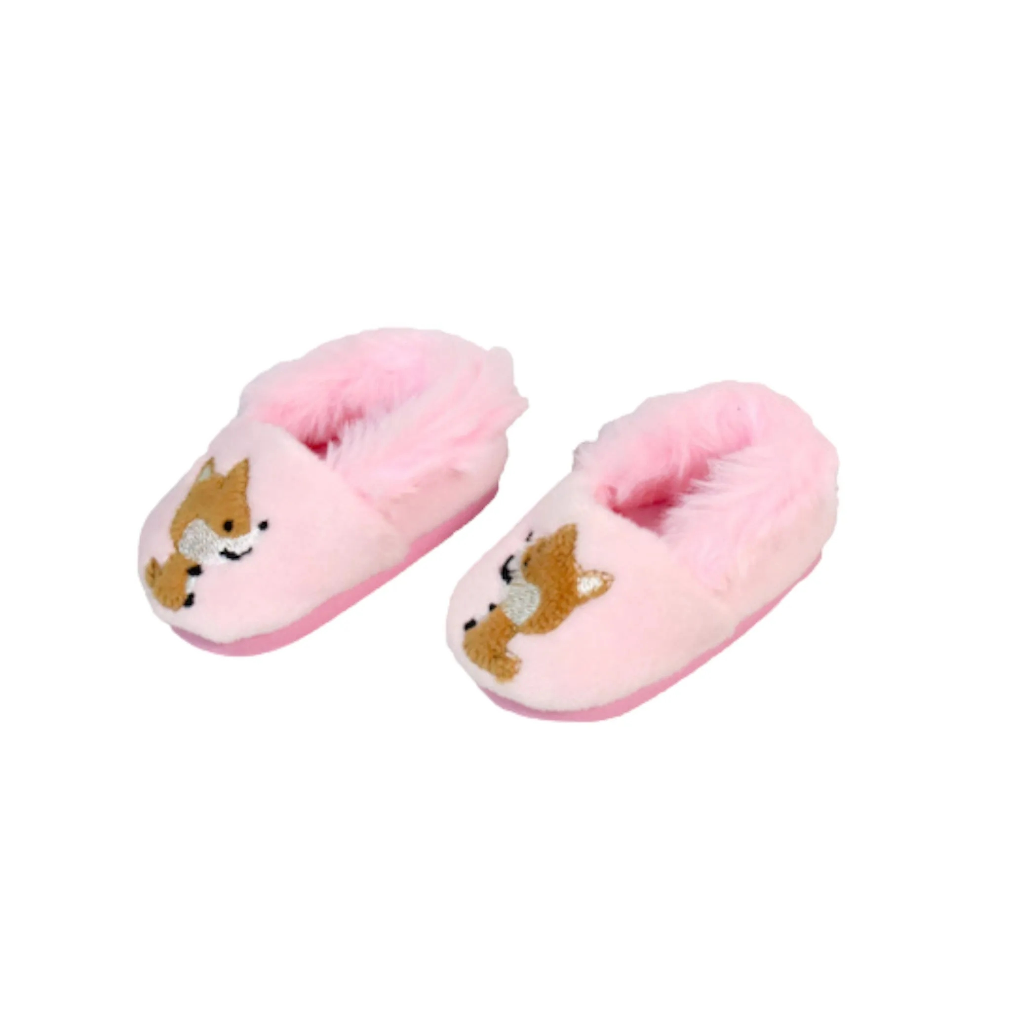 Pink Fox Slippers for 18-inch dolls