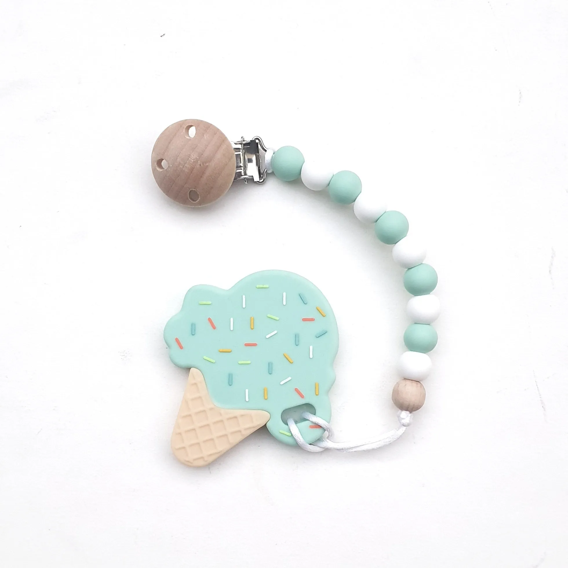 POPSICLE Ice Cream Teether with Pacifier Clip (in Mint)