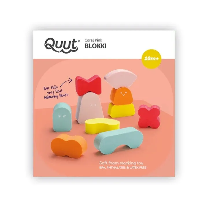 Quut Blokki Balancing Shapes Coral Pink