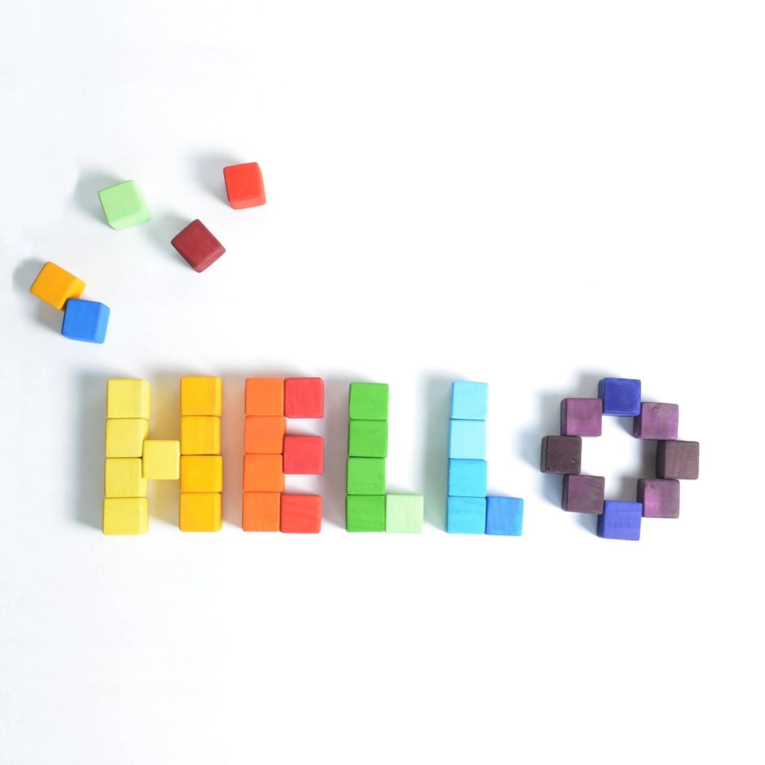Rainbow Wooden Cube Building Blocks - 36 Squares