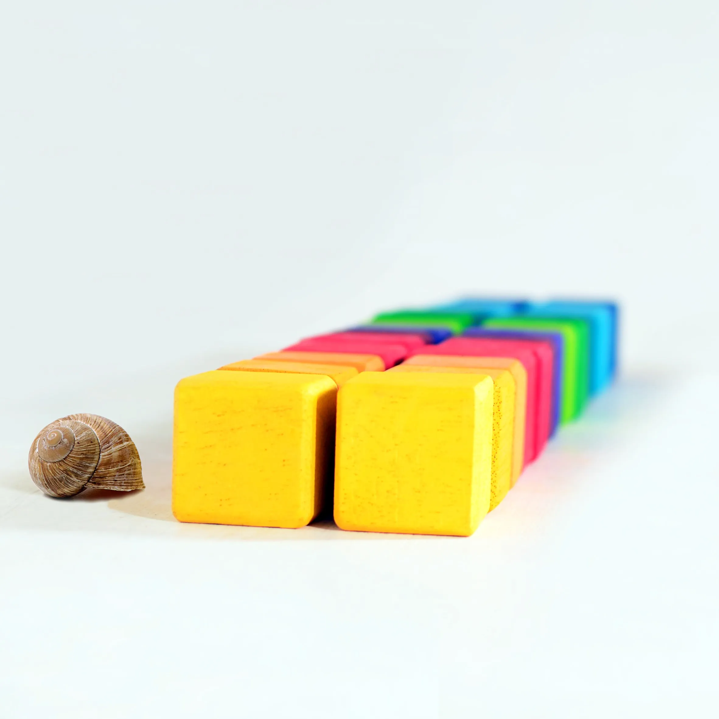 Rainbow Wooden Cube Building Blocks - 36 Squares