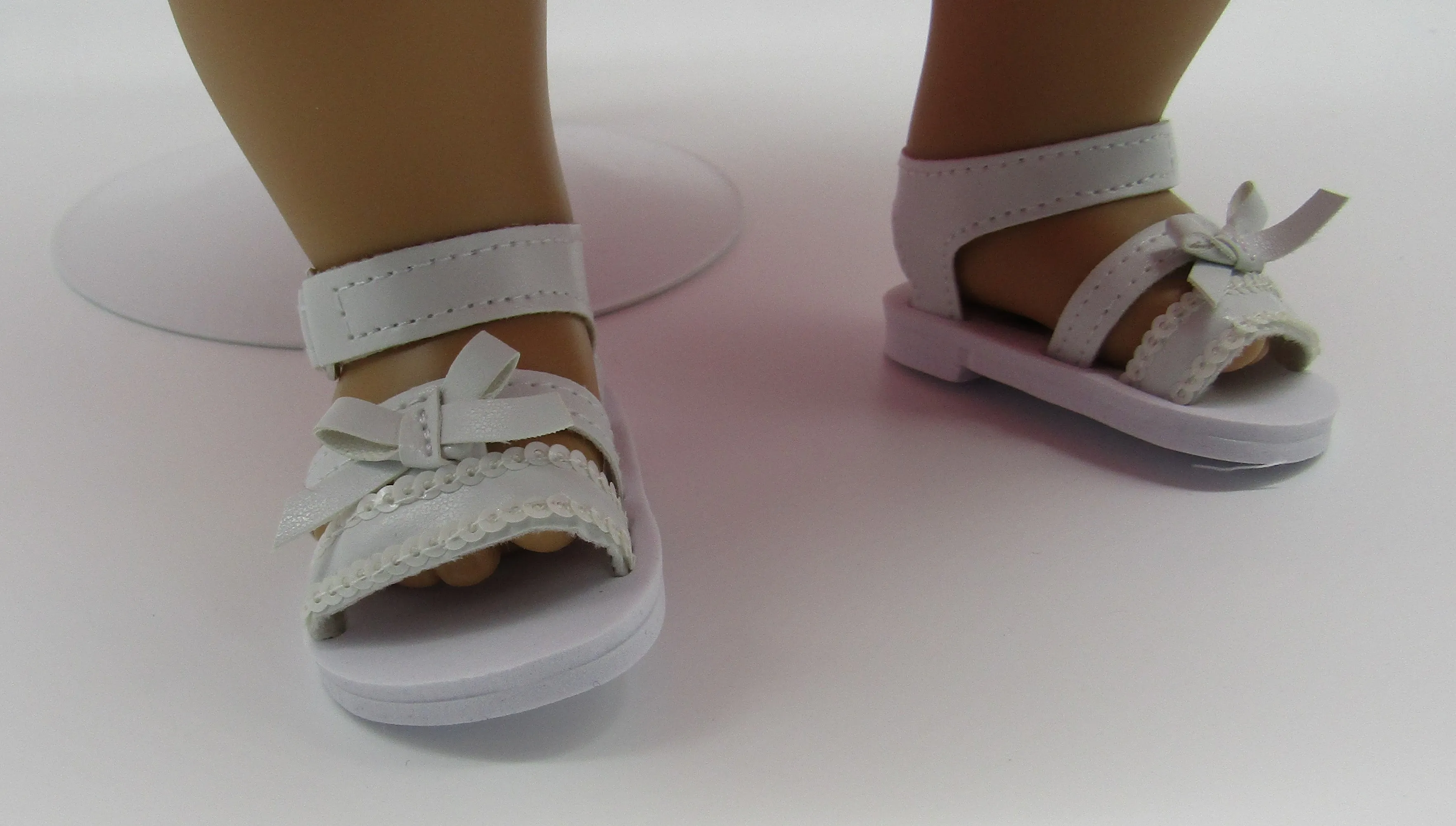 Sequin Sandals 18 & 15 inch Doll: White