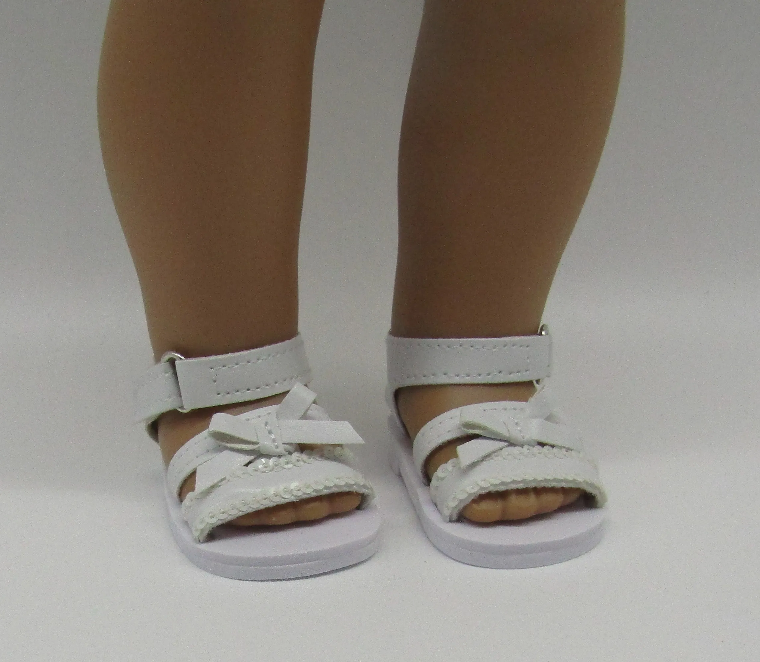 Sequin Sandals 18 & 15 inch Doll: White