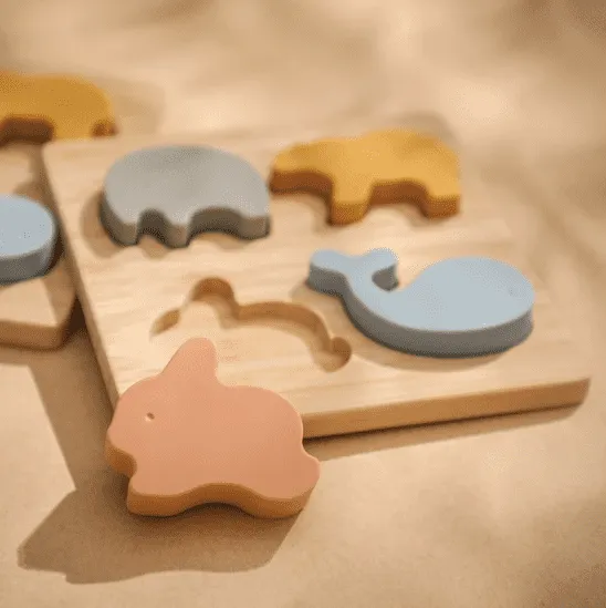 Silicone Animal Puzzle - Baby Big Block for Early Learning