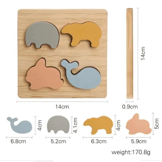 Silicone Animal Puzzle - Baby Big Block for Early Learning