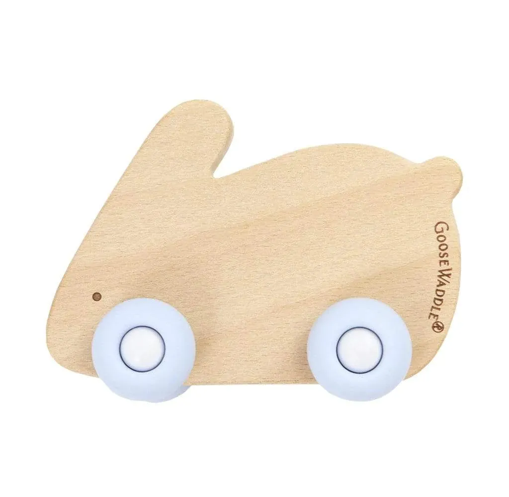 Silicone   Wood Teether with Wheels (rabbit)