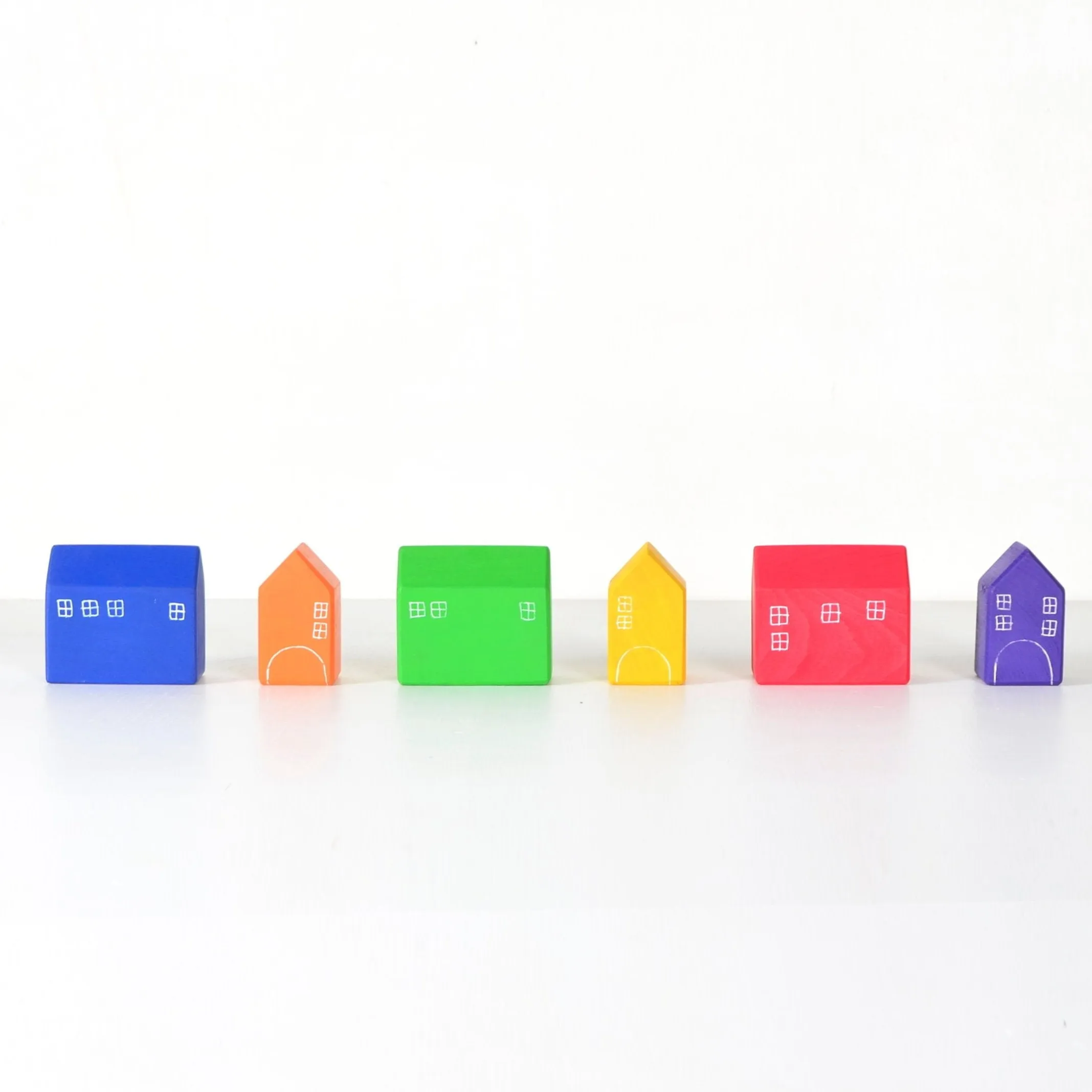 Small Wooden Houses Set of 6
