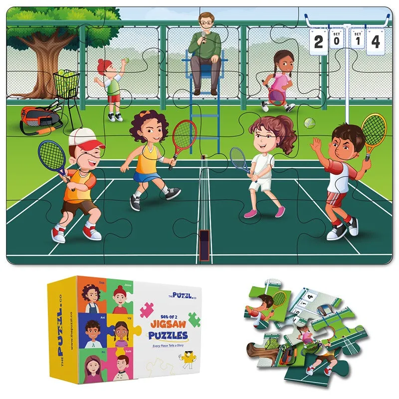 Sports Set of 2 Jigsaw Puzzles - Tennis   Golf