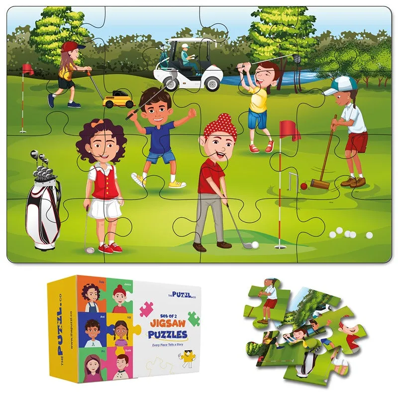 Sports Set of 2 Jigsaw Puzzles - Tennis   Golf