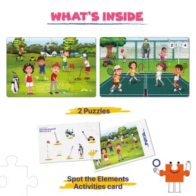Sports Set of 2 Jigsaw Puzzles - Tennis   Golf