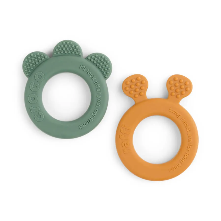 Teether 2-pack Deer friends Mustard/Gr
