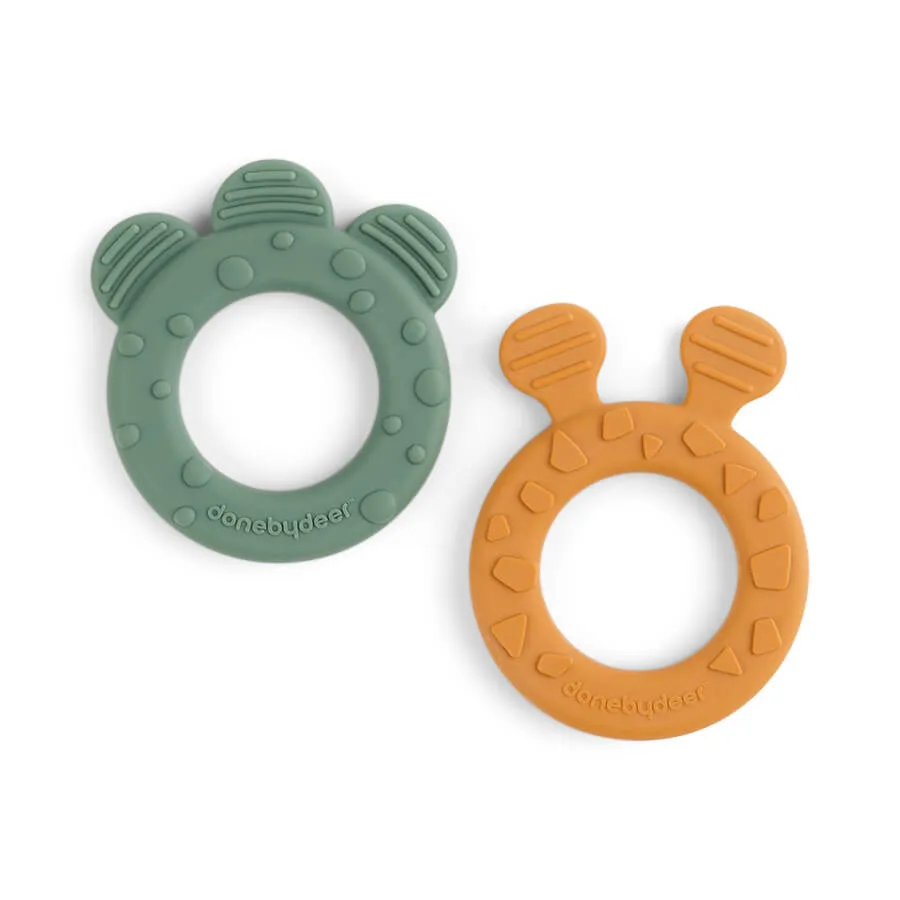 Teether 2-pack Deer friends Mustard/Gr