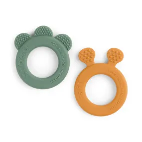 Teether 2-pack Deer friends Mustard/Gr
