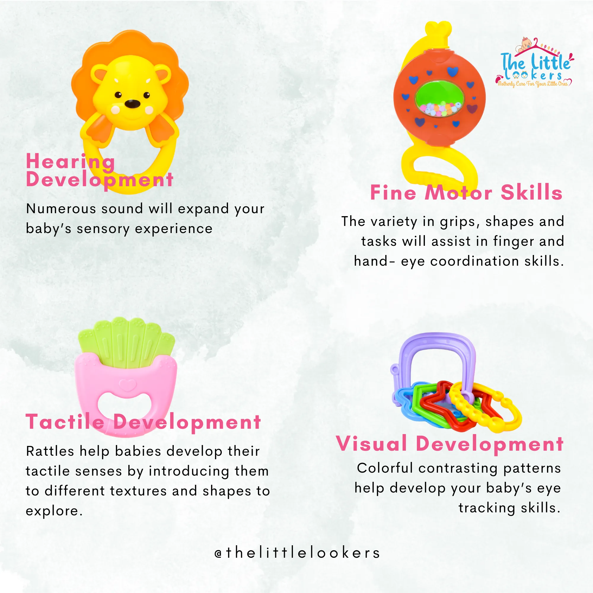 THE LITTLE LOOKERS Colorful Cute Attractive BPA Free Activity Rattles and Teethers for Infants/Babies/Kids/Toddlers | Set of 6