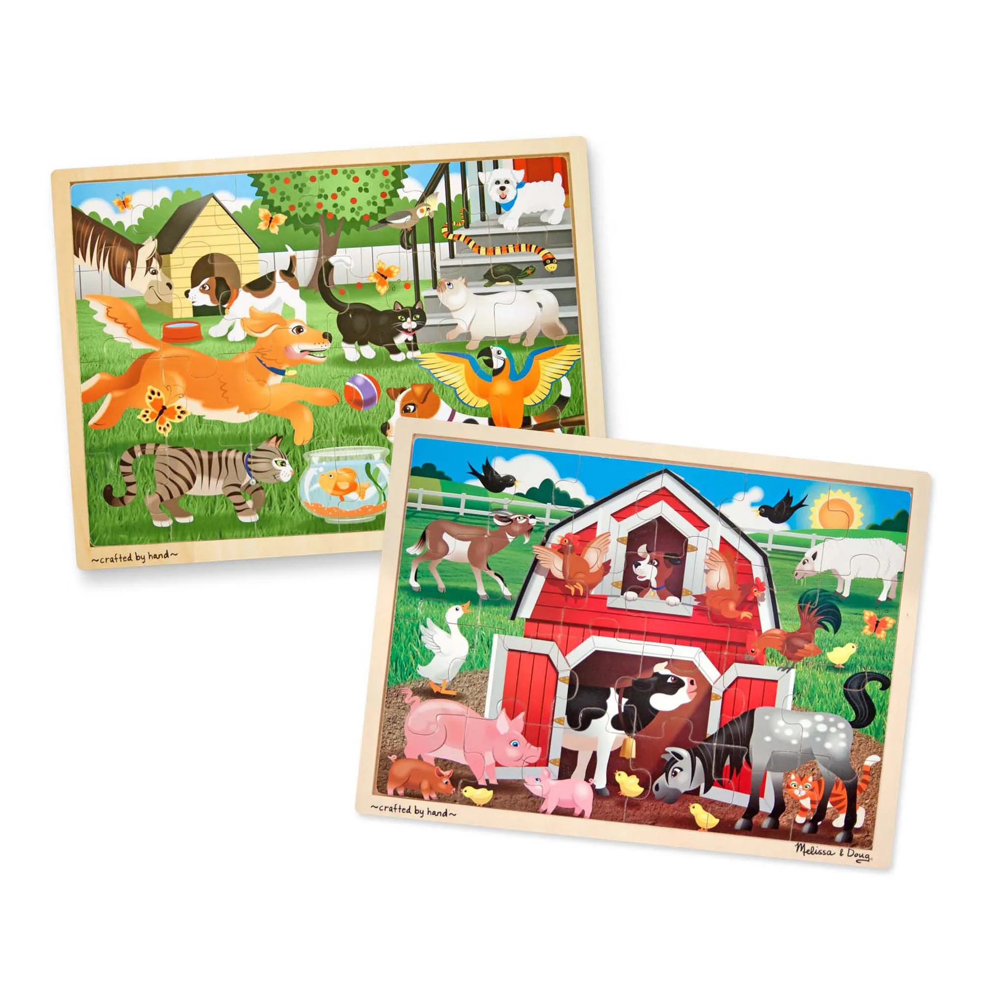 Wooden 24-Piece Jigsaw Puzzle 2-Pack - Pets & Farm