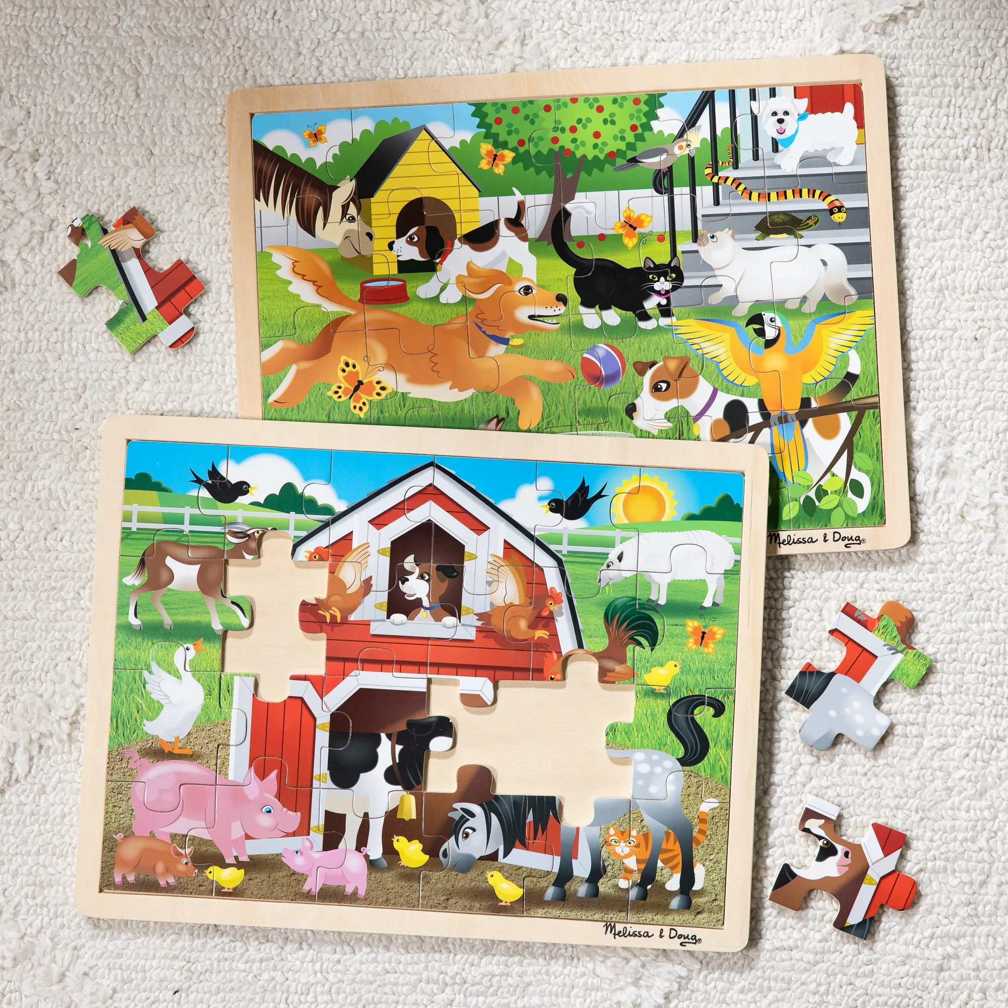 Wooden 24-Piece Jigsaw Puzzle 2-Pack - Pets & Farm