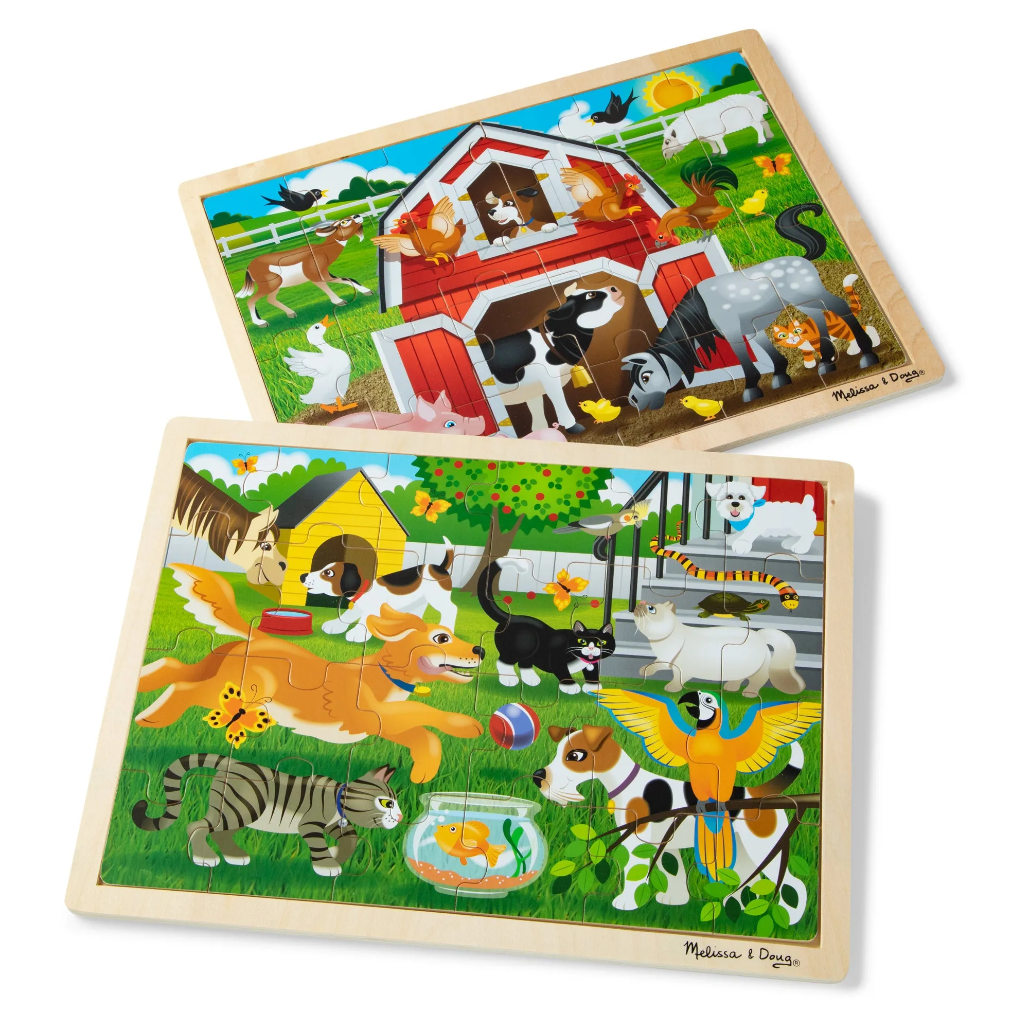 Wooden 24-Piece Jigsaw Puzzle 2-Pack - Pets & Farm