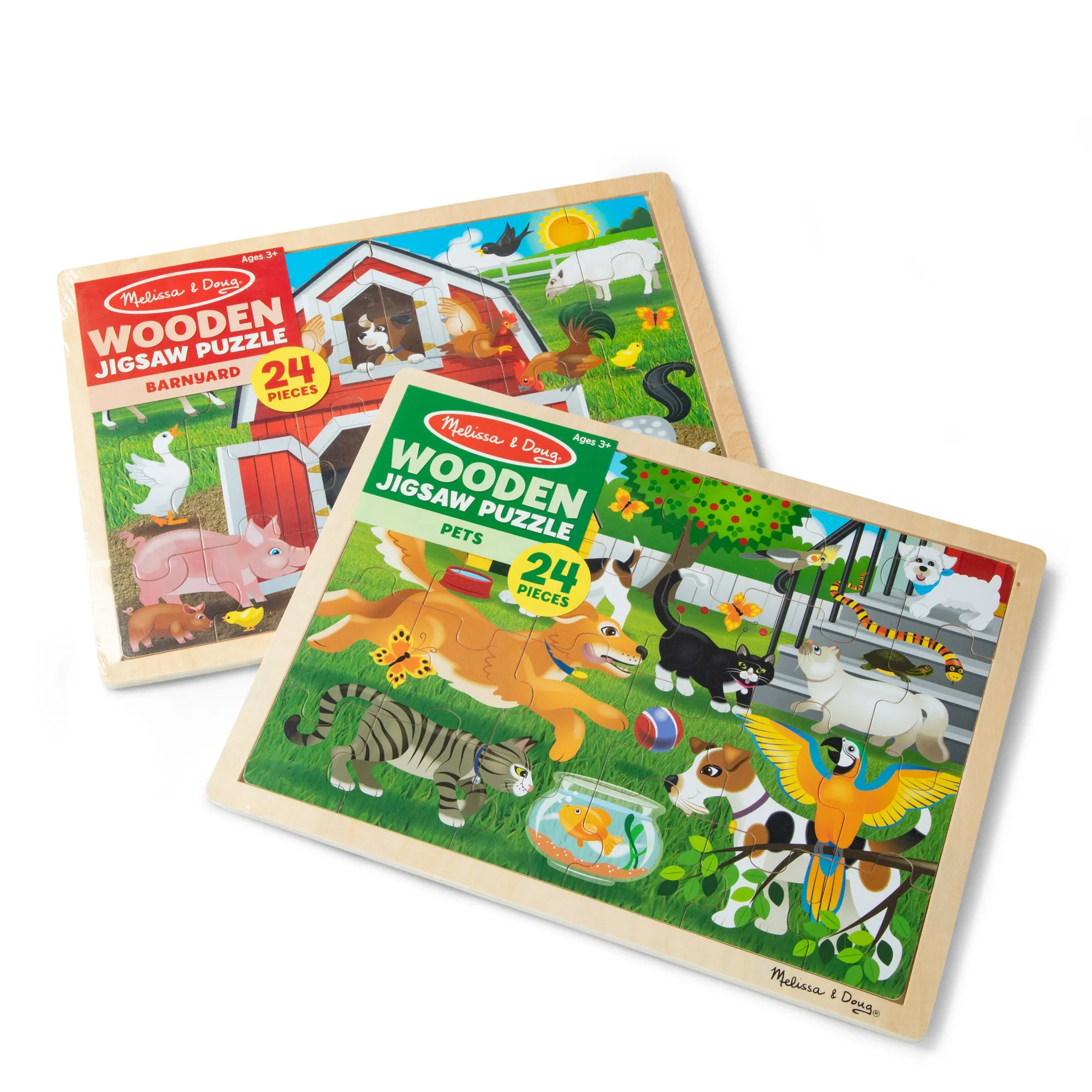 Wooden 24-Piece Jigsaw Puzzle 2-Pack - Pets & Farm