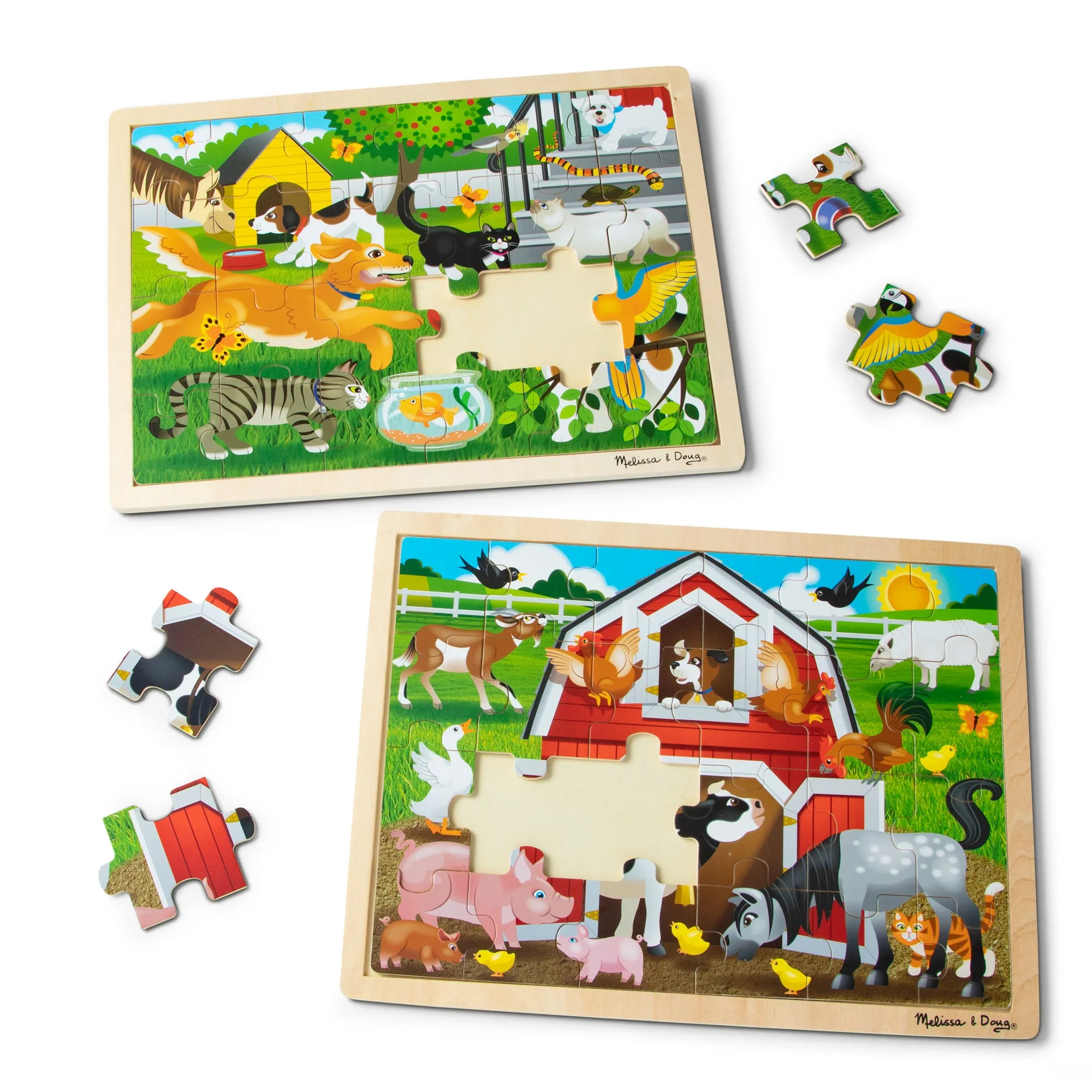 Wooden 24-Piece Jigsaw Puzzle 2-Pack - Pets & Farm