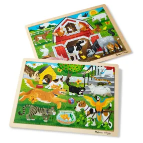 Wooden 24-Piece Jigsaw Puzzle 2-Pack - Pets & Farm