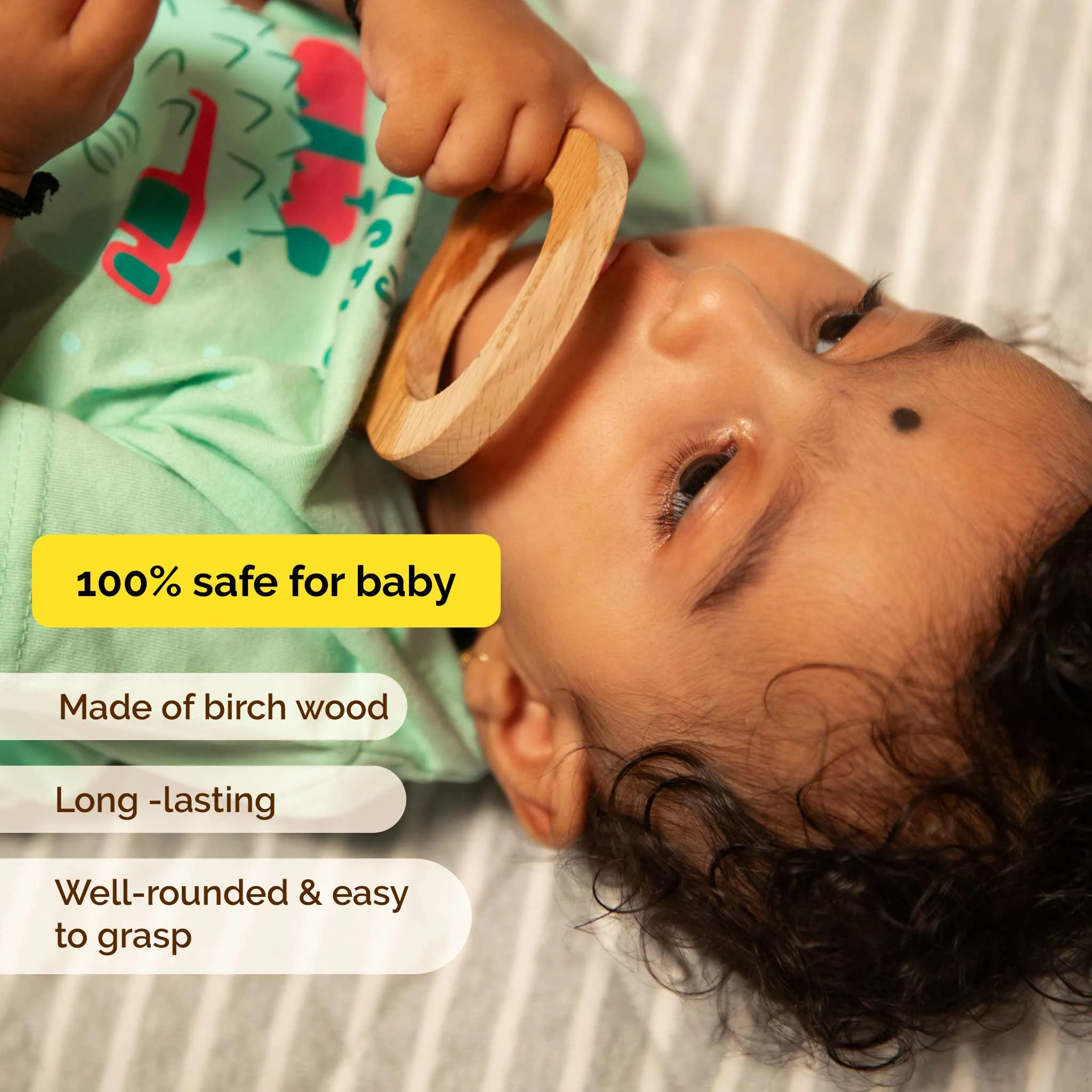 Wooden Montessori Rattle & Teether Set of 4 For Babies (0  Months)
