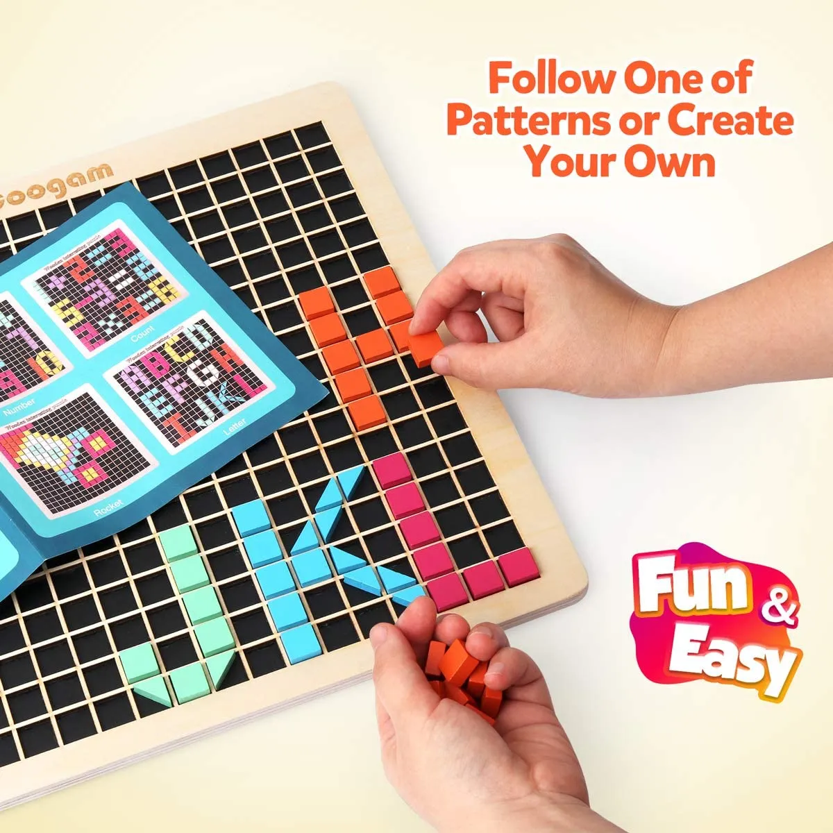 Wooden Mosaic Puzzle, 370PCS Blocks
