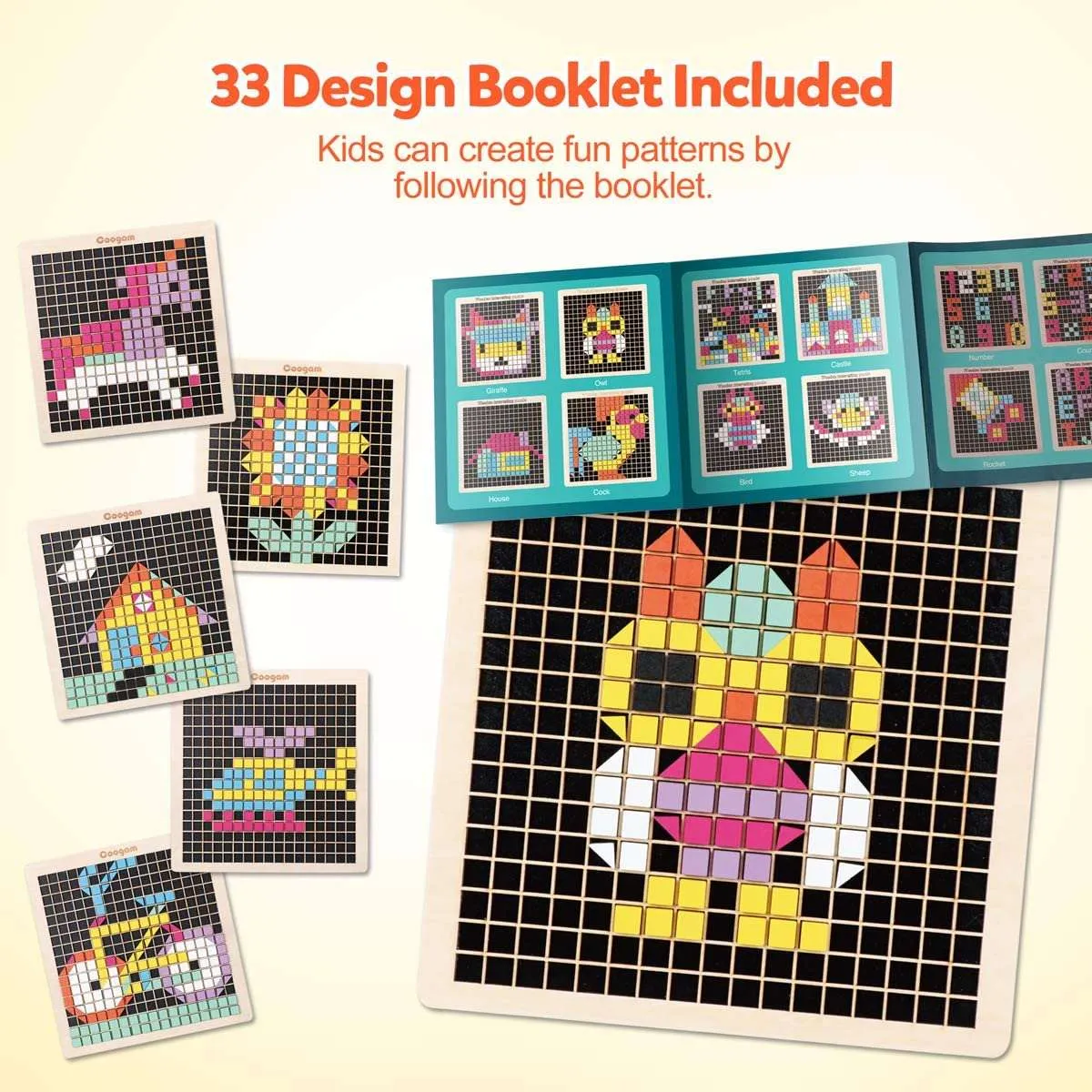 Wooden Mosaic Puzzle, 370PCS Blocks