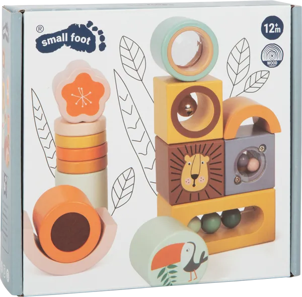 Wooden Safari Explorer's Sensory Tactile Sound Building Blocks