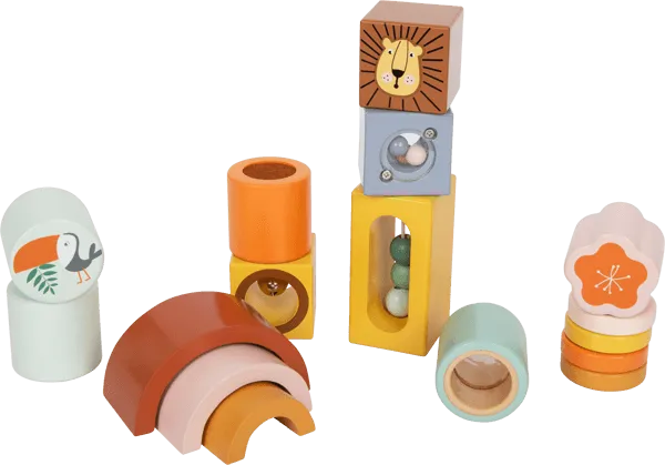 Wooden Safari Explorer's Sensory Tactile Sound Building Blocks